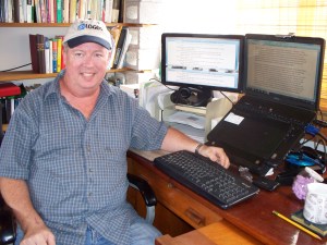Studying with my Logos Bible cap