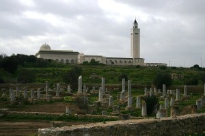 Tunisia - ruins of the ancient church in the shadow of today's mosque